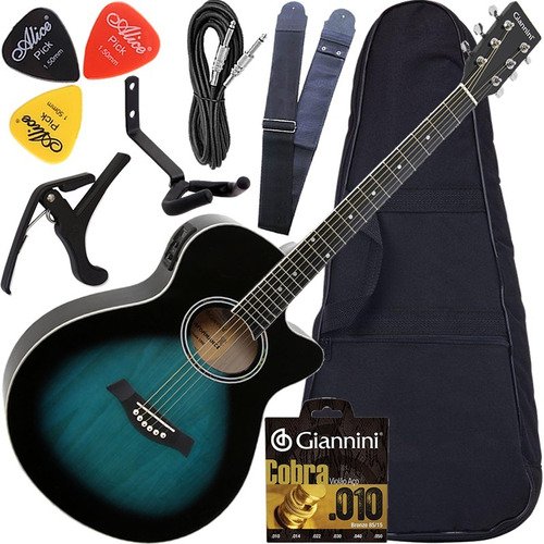 Kit Violão Giannini Eletroacústico Completo Aço  Gsf1r Dbb