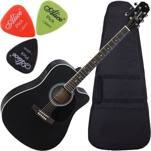 Kit Violão Giannini Eletroacústico Folk c/ Afinador Gdc-1 Bk