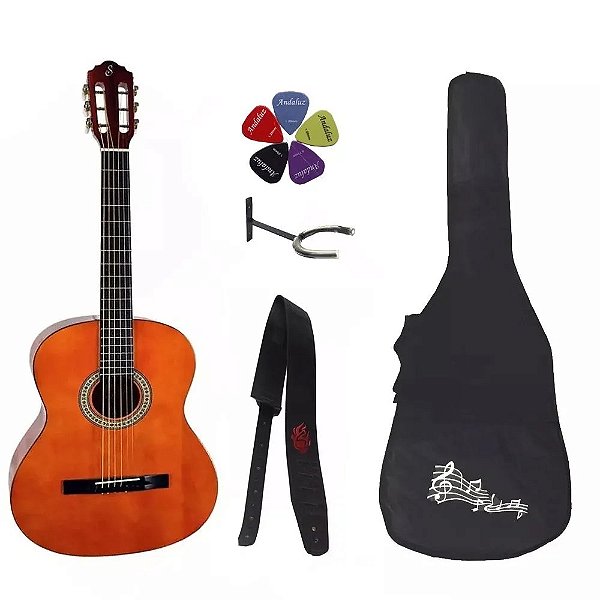 Kit Violão Giannini Start Estudo S14 Corda Aço Natural + Capa Correia Suporte