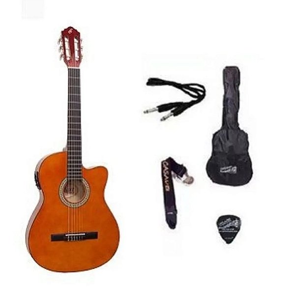 Kit Violão Start by Giannini NF14 Elétrico Flat Nylon com Afinador - Natural