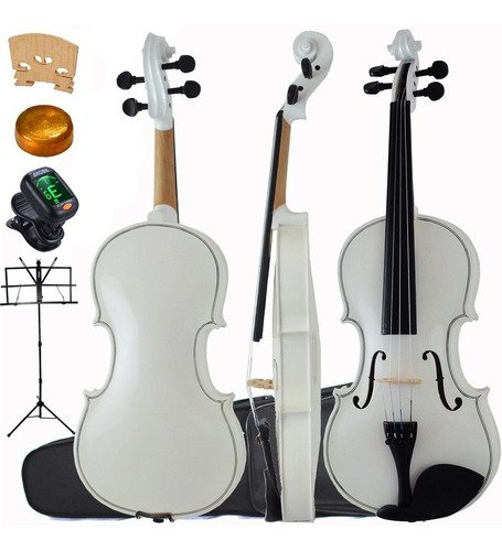 Kit Violino Barato Canhoto Branco  4/4 Estojo Arco Breu