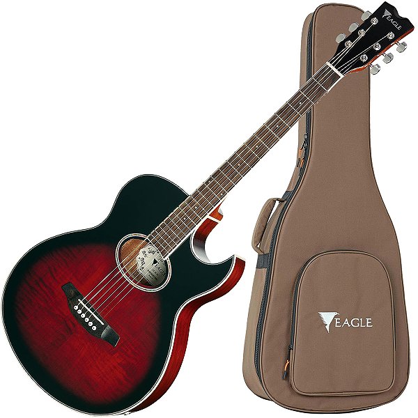 Violão Eagle Eletroacústico Mini Jumbo Aço Gl36 Yellow Burst