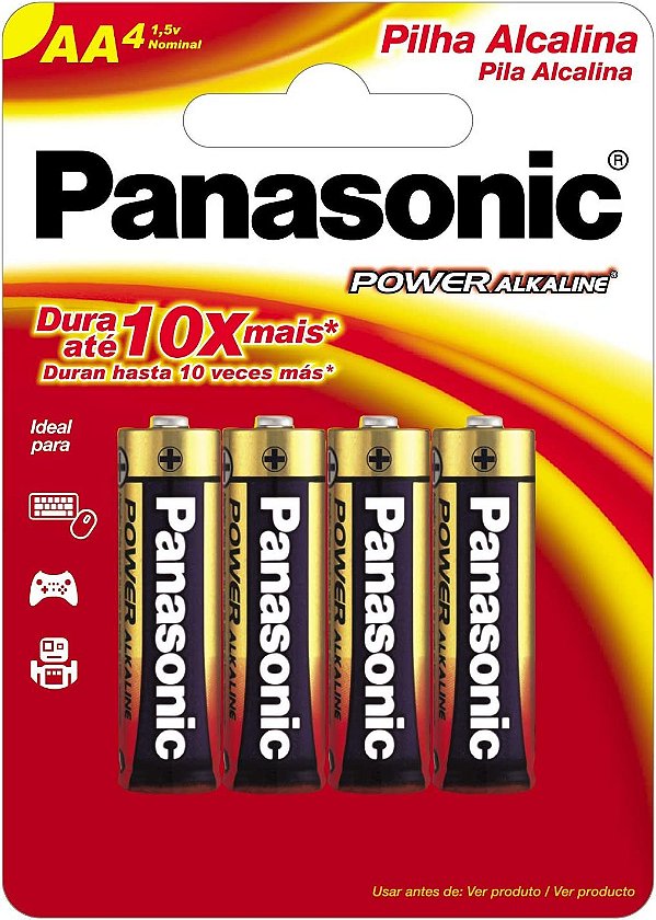 Pacote Com 4 Pilhas Alcalina Pequena AA Panasonic