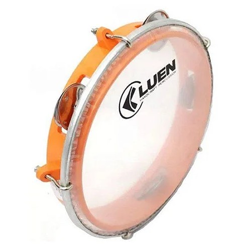 Pandeiro infantil Luen Laranja 8 Pol Junior Pele Cristal