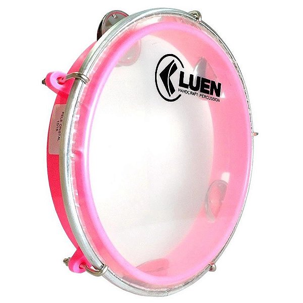 Pandeiro infantil Luen Rosa 8 Pol Junior Pele Cristal