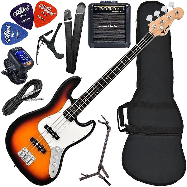 Kit Contrabaixo PHX JB 3TS Jazz Bass 4 Cordas Sunburst Bx03