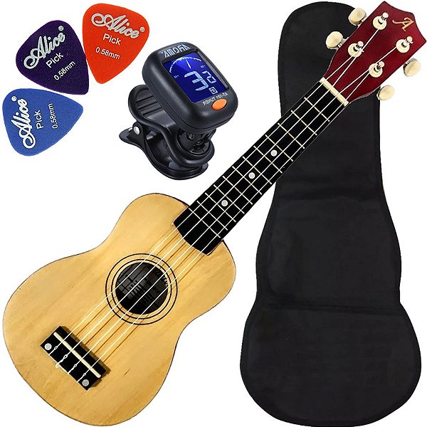 Kit Ukulele Soprano Acustico Andaluz Uk-S01 Natural Fosco