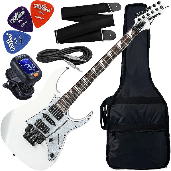 Kit Guitarra Elétrica Ibanez Strato Rg350 Dxz Wh Branca Gx01