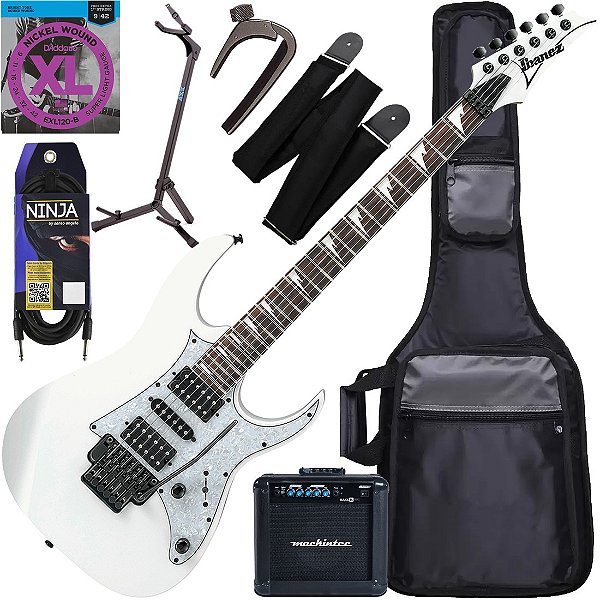 Kit Guitarra Elétrica Ibanez Strato Rg350 Dxz Wh Branca Gx04