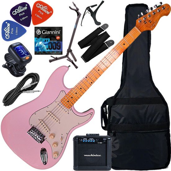 Kit Guitarra Elétrica Phx ST-2 Strato Vintage Shell Pink Rosa Gx03