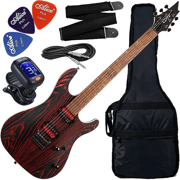 Kit Guitarra Elétrica Cort KX-300 ETCH EBR - Etched Black Red (EBR) Gx01