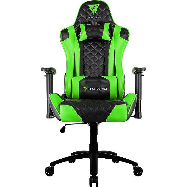 Cadeira Gamer Profissional TGC12 Preto / Verde THUNDERX3