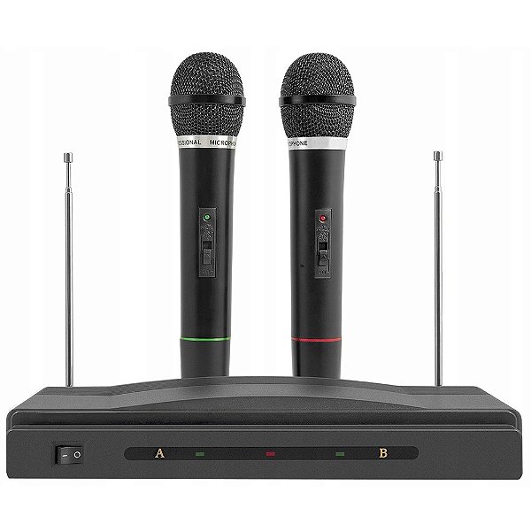 Kit Microfone karaokê 2 Microfones Sem Fio e Receptor