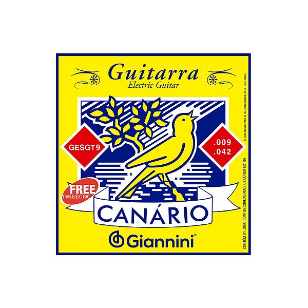 Encordoamento Guitarra 6 cordas Giannini Canário GESGT9 (.009 – .042)