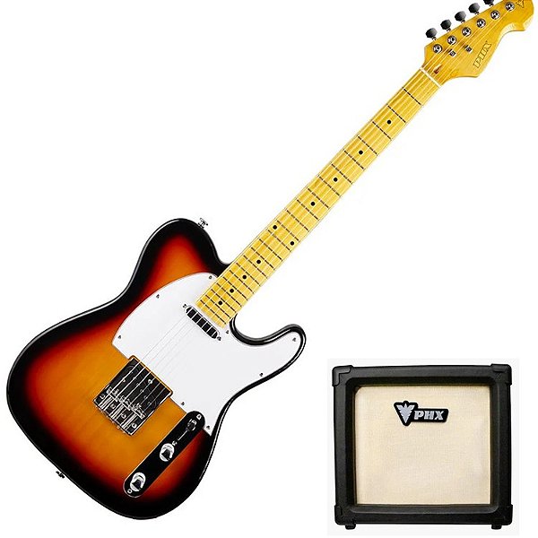 Guitarra Telecaster PHX TL-2 SB Vega Sunburst Ponte 3 Saddles + Cubo PHX