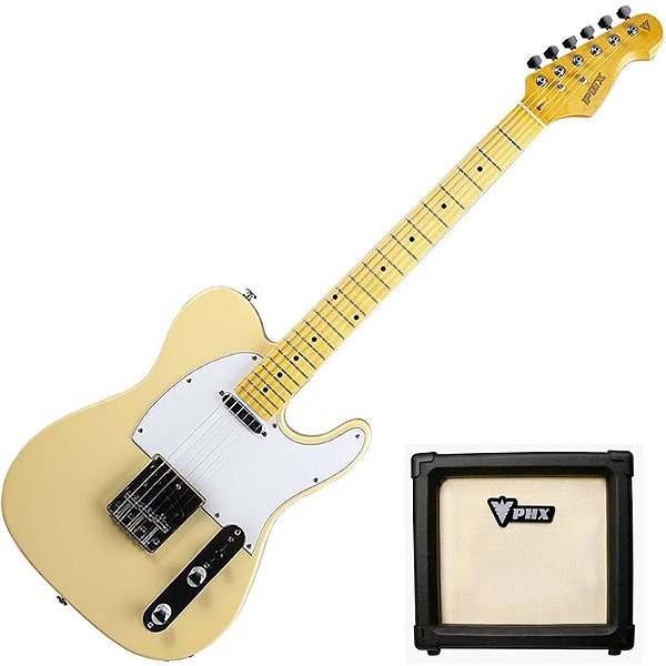 Guitarra Telecaster PHX TL-2 CH Vega Creme Ponte 3 Saddles + Cubo PHX