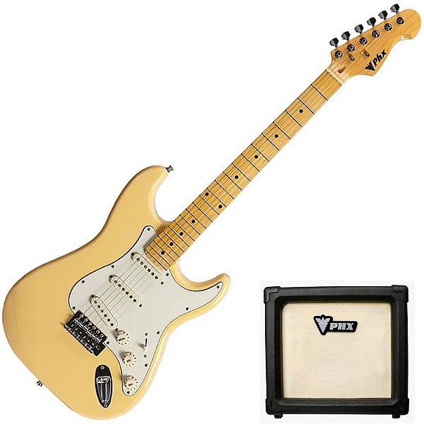 Guitarra Elétrica Phx St-2 Stratocaster Vintage White Creme (CH) + Cubo PHX