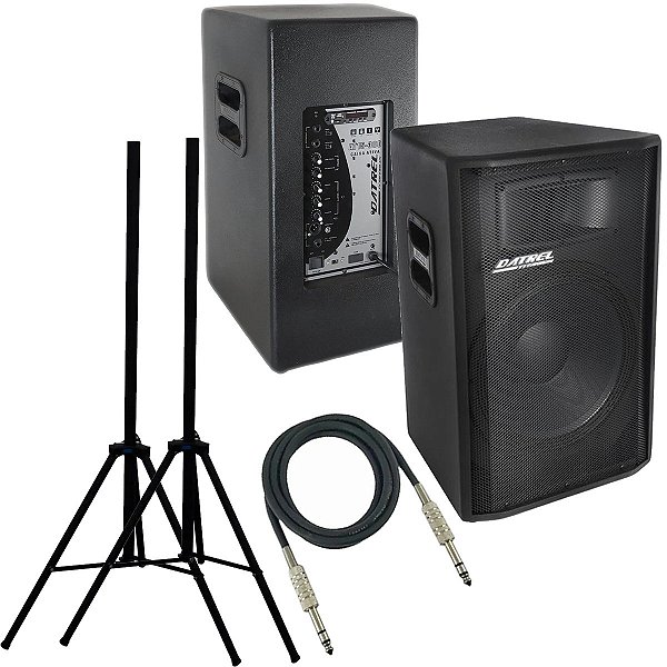 Kit Caixa de Som Datrel Ativa e Passiva Falante 15" 600w Rms Titanium Bluetooth Usb CSX02