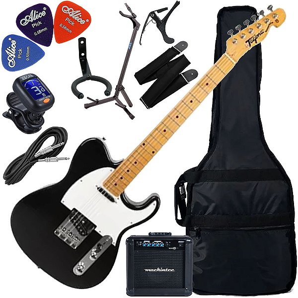 Kit Guitarra Tagima Telecaster Tw55 Bk Preta Woodstock GX03