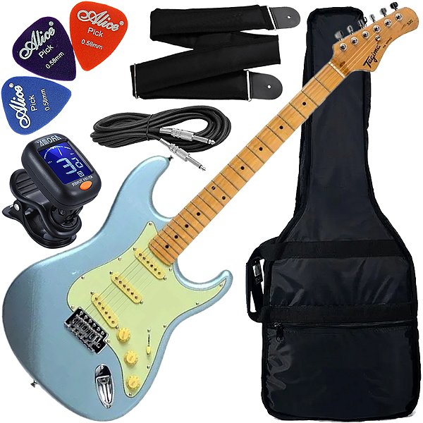 Kit Guitarra Elétrica Strato Tagima Woodstock Tg530 Azul Metálico Gx01