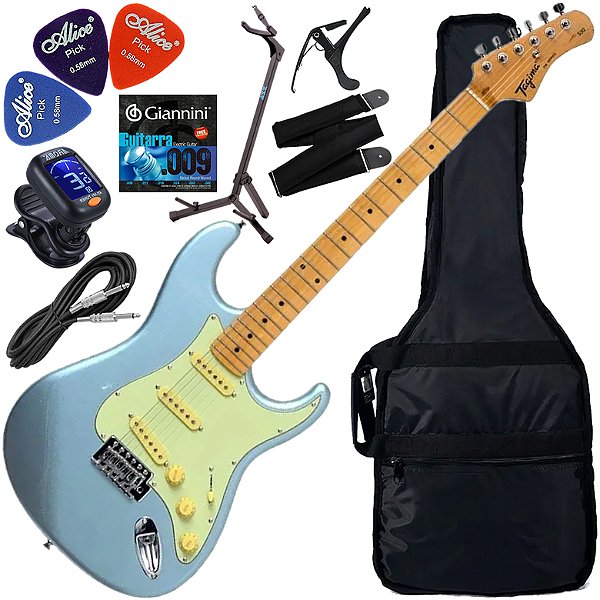 Kit Guitarra Elétrica Strato Tagima Woodstock Tg530 Azul Metálico Gx02