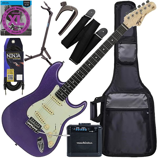 Kit Guitarra Elétrica Strato Tagima Woodstock Tg-500 Classic Roxo Metálico Gx04