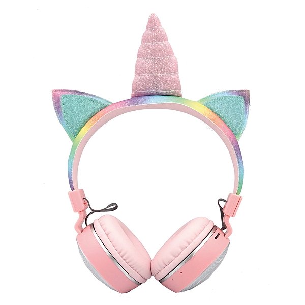 Fone De Ouvido Sem Fio Unicórnio Rosa Orelhinhas e Led Ah-902a