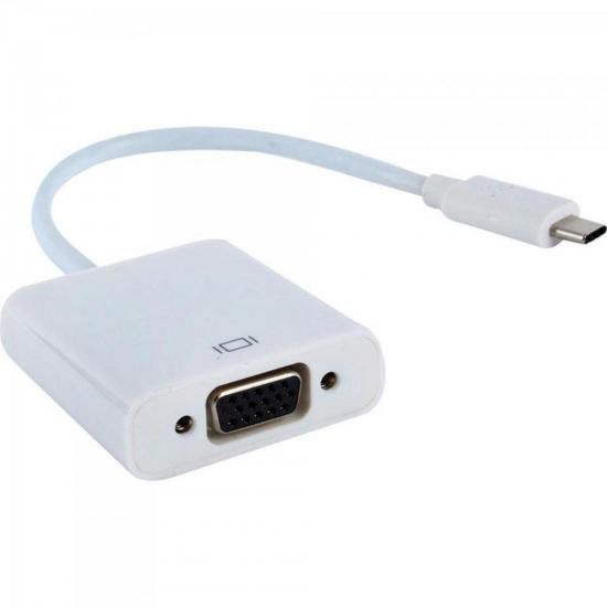 Adaptador USB Tipo C Macho Para VGA Femea ADAP0057 Branca Storm