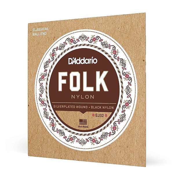 Encordoamento Para Violão Bolinha D Addario Folk Nylon EJ32