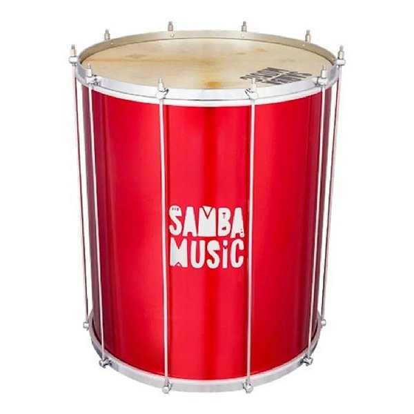 Surdo de Madeira Samba Music 60x20 Pele Animal Vermelho