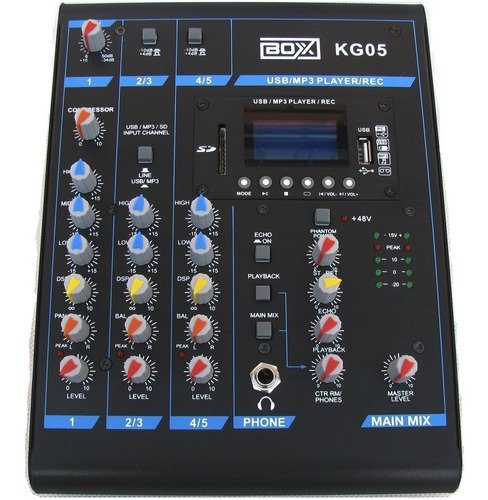 Mesa De Som Boxx 5 Canais Mixer Com Efeitos E Gravação Kg05