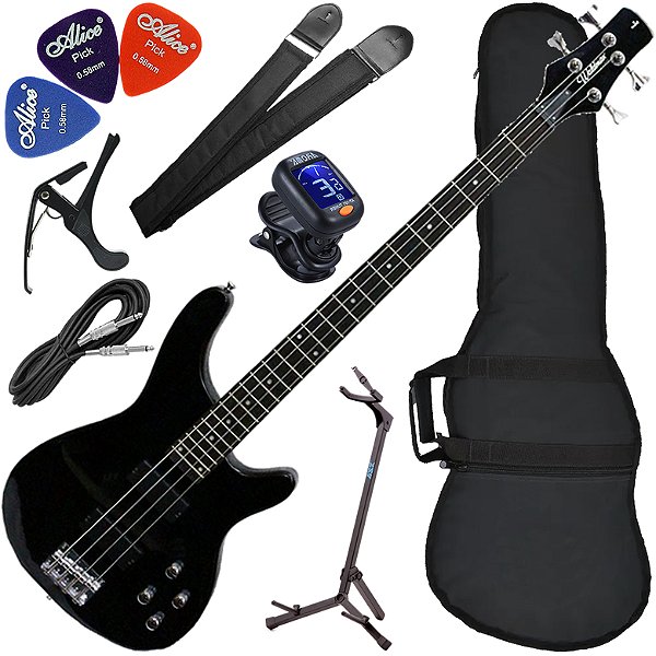 Kit Contrabaixo 4 Cordas Waldman GBW-100 Preto Bx02