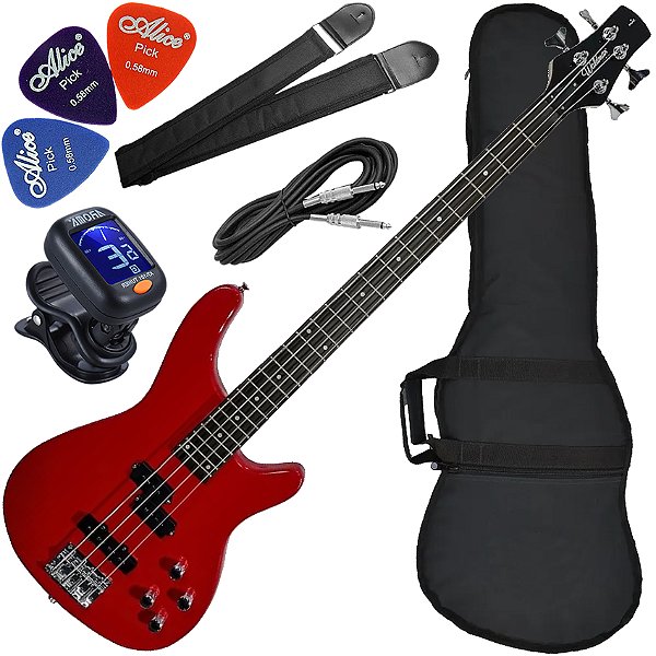 Kit Contrabaixo 4 Cordas Waldman GBW-100 RD Vermelho Bx01