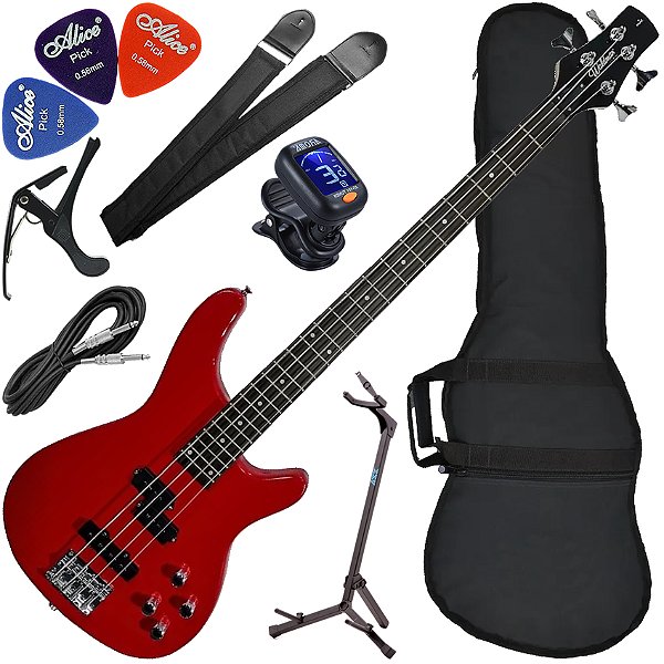Kit Contrabaixo 4 Cordas Waldman GBW-100 RD Vermelho Bx02