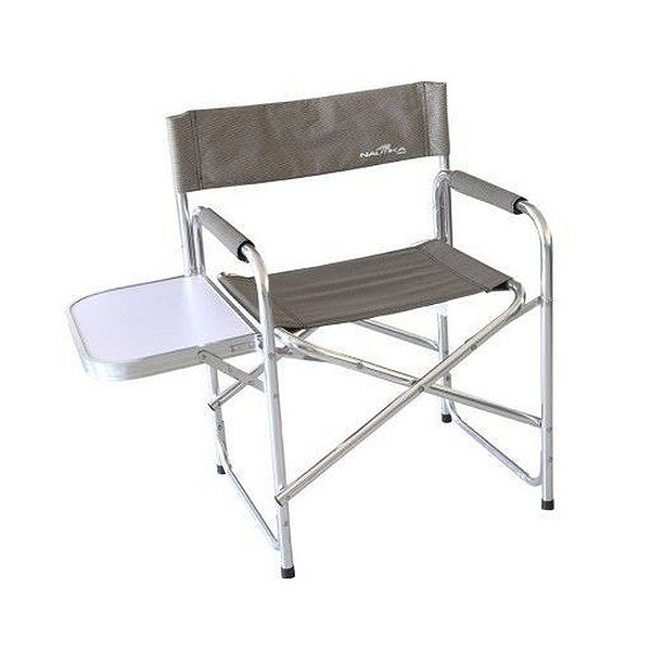 Cadeira Dobrável Nautika Diretor Em Alumínio Com Mesinha Lateral E Porta Copo