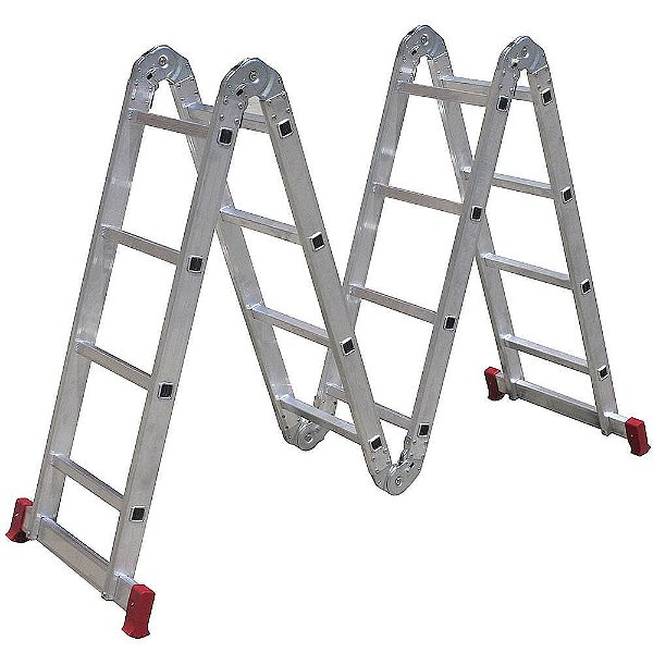 Escada Articulada Multifuncional 4 x 3 em Alumínio 12 Degraus