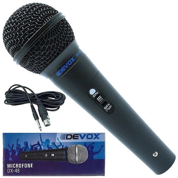 Microfone Com Fio De Mão Devox Dx-48 Profisssional Dinâmico