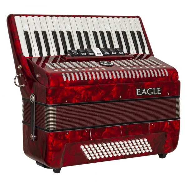 Acordeon Eagle Ega0780 Vermelho 80 Baixos 37 Teclas Capa Bag