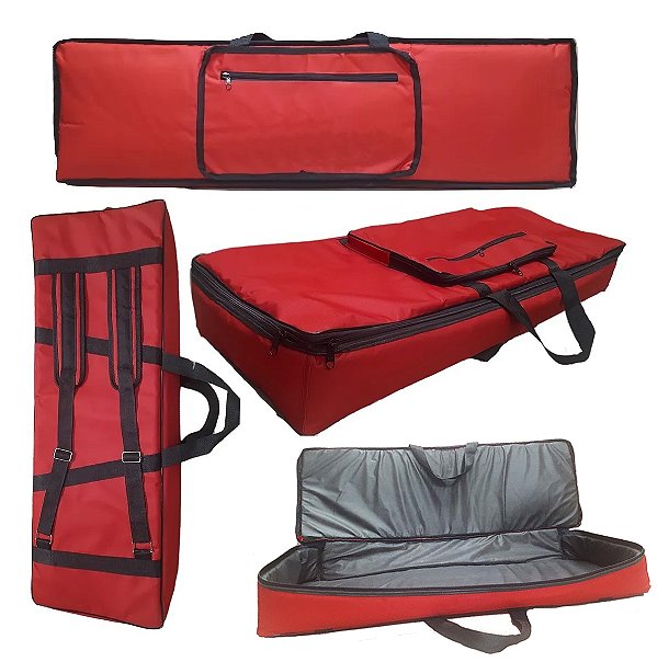 Capa Bag Master Luxo Para Teclado Akai Mpk261 Nylon Vermelho