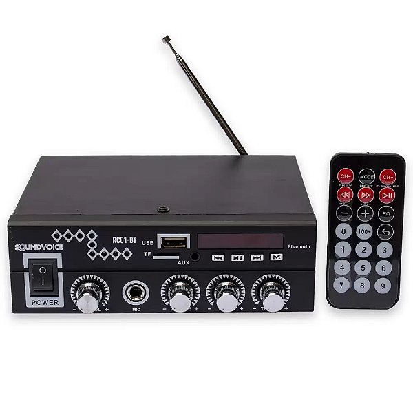Amplificador Receiver Soundvoice RC01-BT 60W 4 Ohms USB FM BT