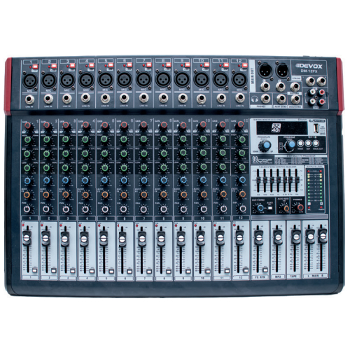 Mesa De Audio Devox 12 Canais Usb Bluetooth Dm-12fx