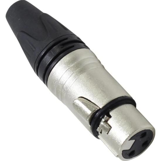 Conector Xlr Canon Femea 3 Pinos Prata XLR500 Devox