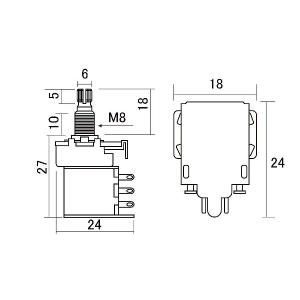 Potenciômetro B500K Push/Pull Instrumentos Hosco PUSH-500B