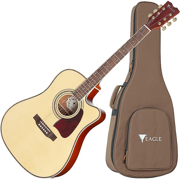 Violão Folk Eletroacústico Eagle CH889 Natural Dreadnought