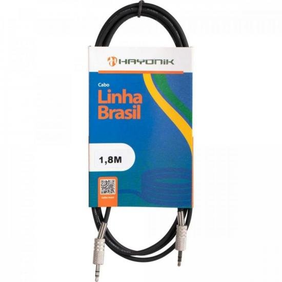 Cabo de Áudio Linha Brasil P2 Estéreo X P2 Estéreo 1,8M Preto HAYONIK