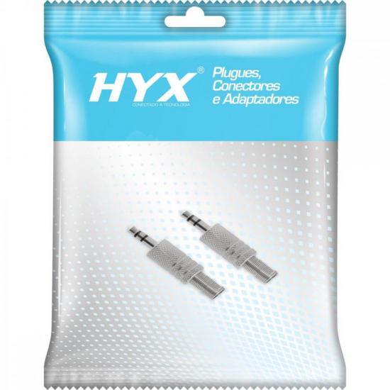 Conector P2 Estéreo Niquelado HJ037S Prata HYX - PCT / 2