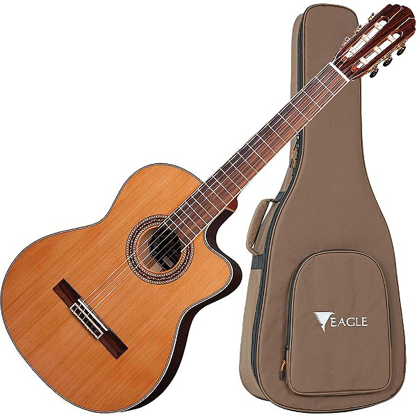 Violão Eletroacústico Eagle Emn860c Natural Nylon Eq Promix