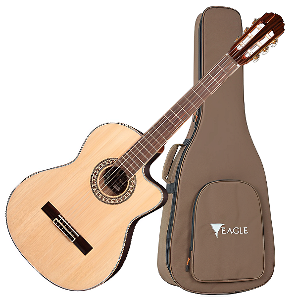 Violão Eletroacústico Eagle Emn880c Nylon Clássico Cutaway