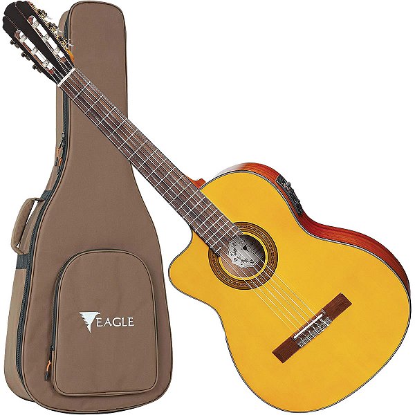 Violão Canhoto Eagle CH800 LH Classico Elétrico Nylon Natural