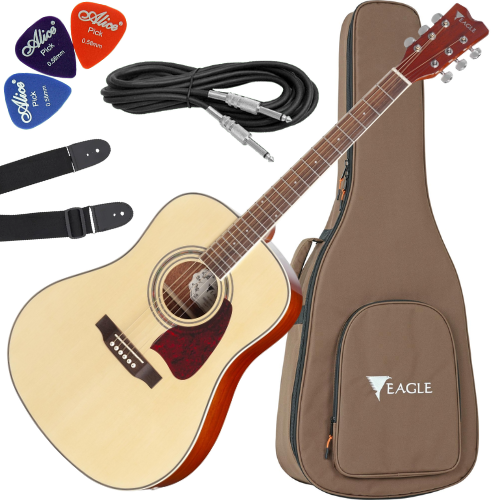 Kit Violão Eletroacústico Eagle CH888 STNT Aço Natural Fosco Vx01